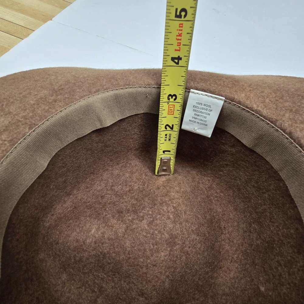 Wide Brim Floppy Hat Womens OS Brown 100% Wool Boho Western Fedora Fall Cowgirl